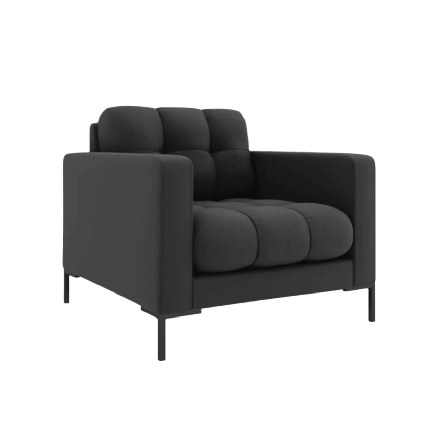 Mamaia fabric armchair with black legs
