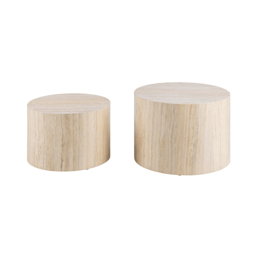 Dice limestone effect coffee table set Ø58