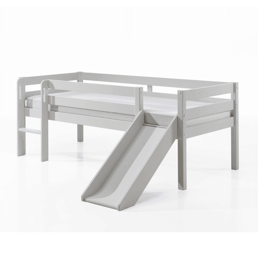 Pino wooden medium-height children's bed with slide, 90x200