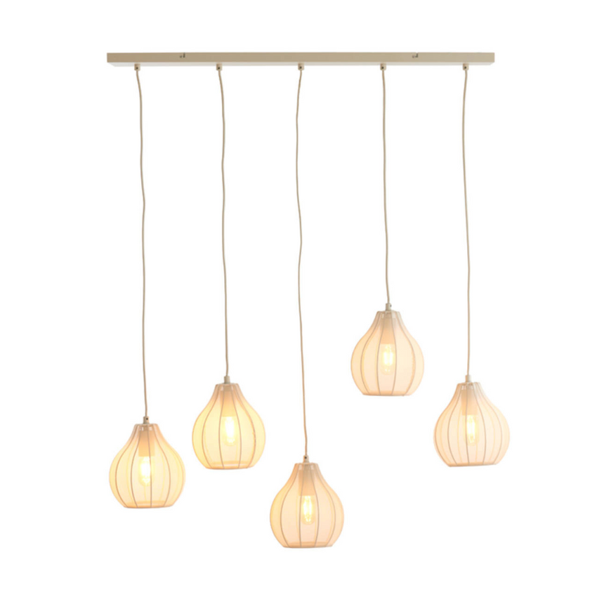Elati fabric pendant lamp 5 bulbs
