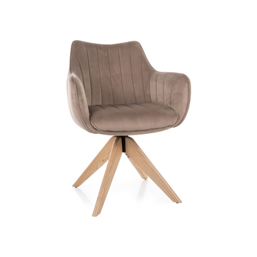 Azalia bársony forgószék natúr lábbal