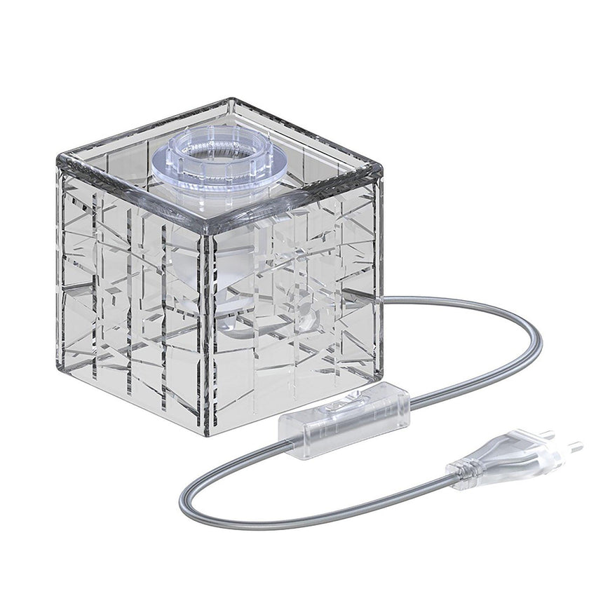 Átlátszó szögletes asztali lámpa üveg váz, E27-0