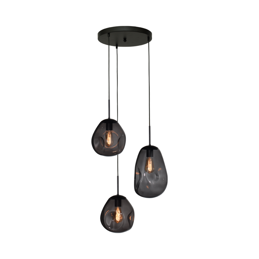 Lava 3 izzós sötétszürke üveg függőlámpa