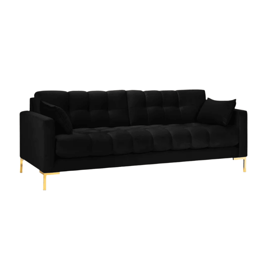 Mamaia 3 személyes bársony kanapé arany lábbal