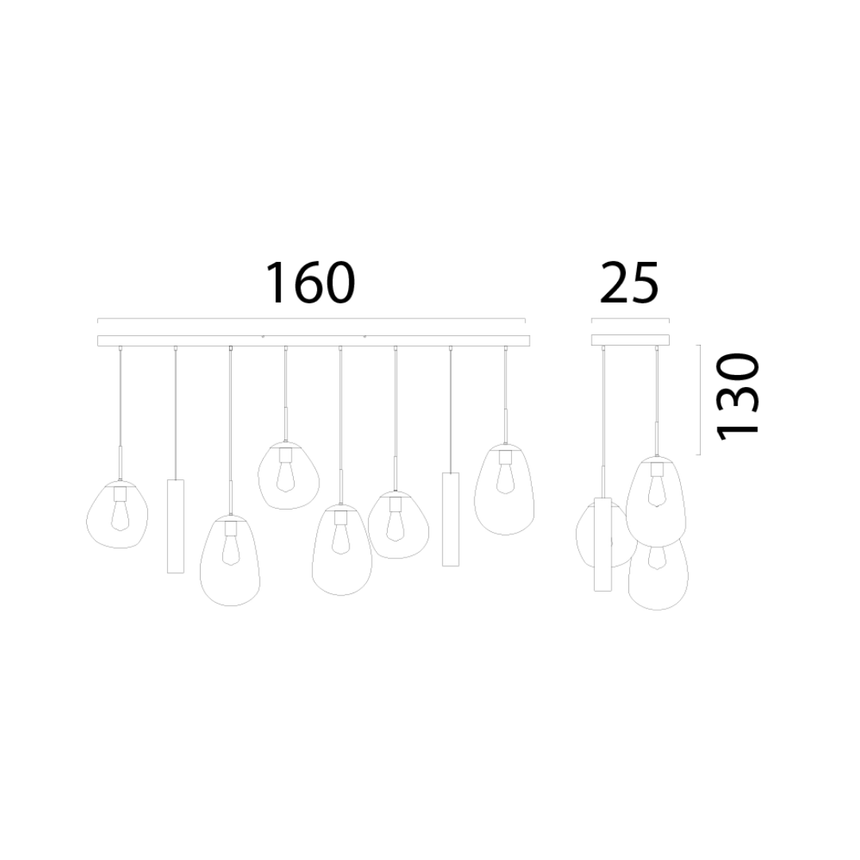 Lava 8 izzós átlátszó üveg függőlámpa