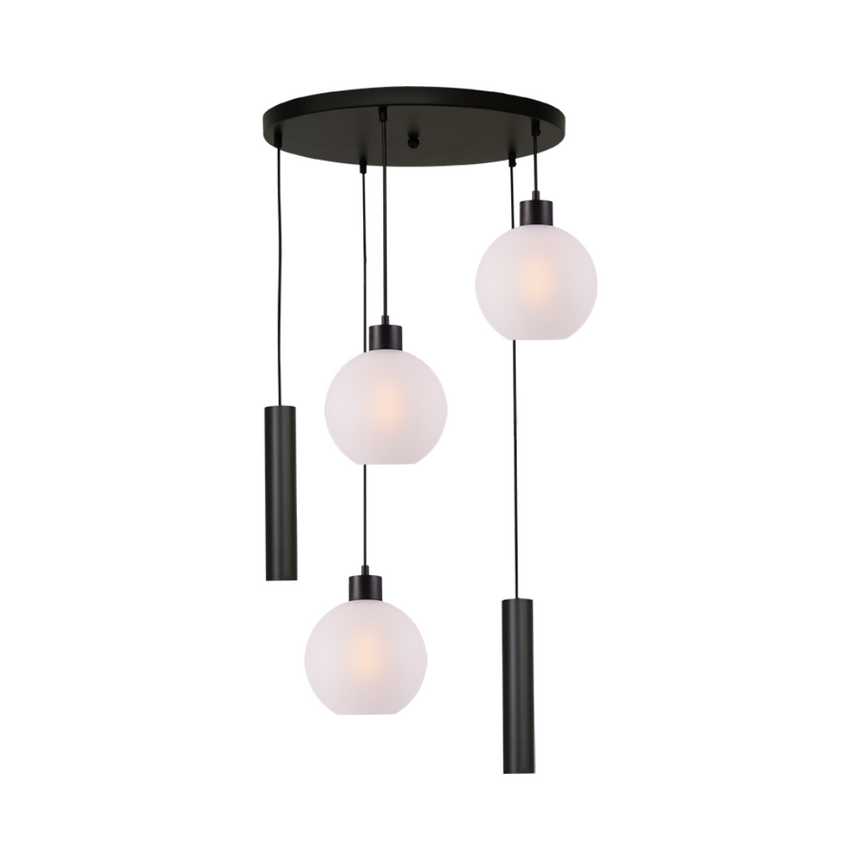 Lazise fehér üveg függőlámpa fekete foglalattal