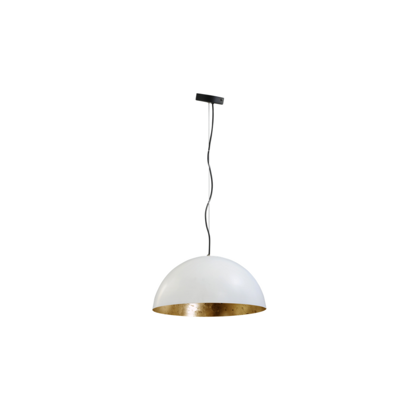 Larino 1-bulb white metal pendant lamp with gold interior