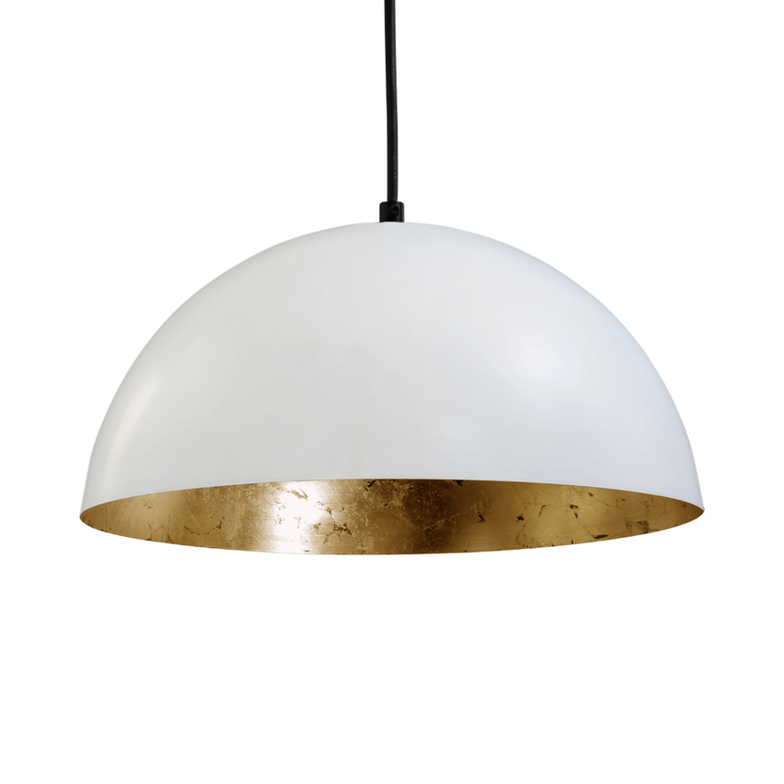 Larino 1-bulb white metal pendant lamp with gold interior
