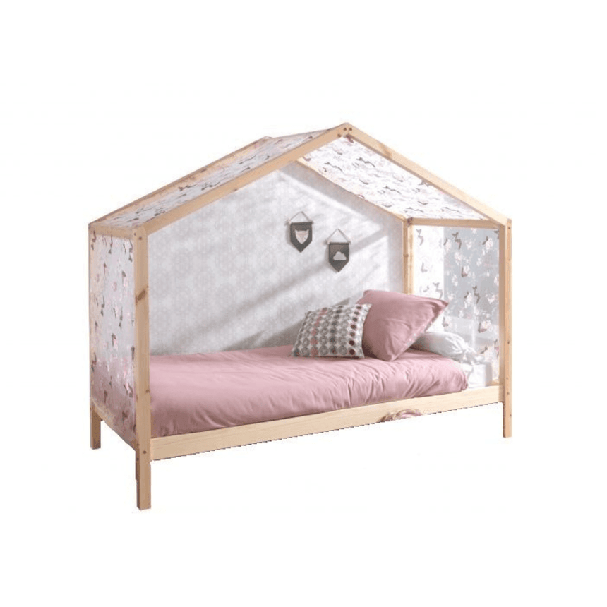 Dallas ZH90 wooden house children's bed, 90x200 with fabric