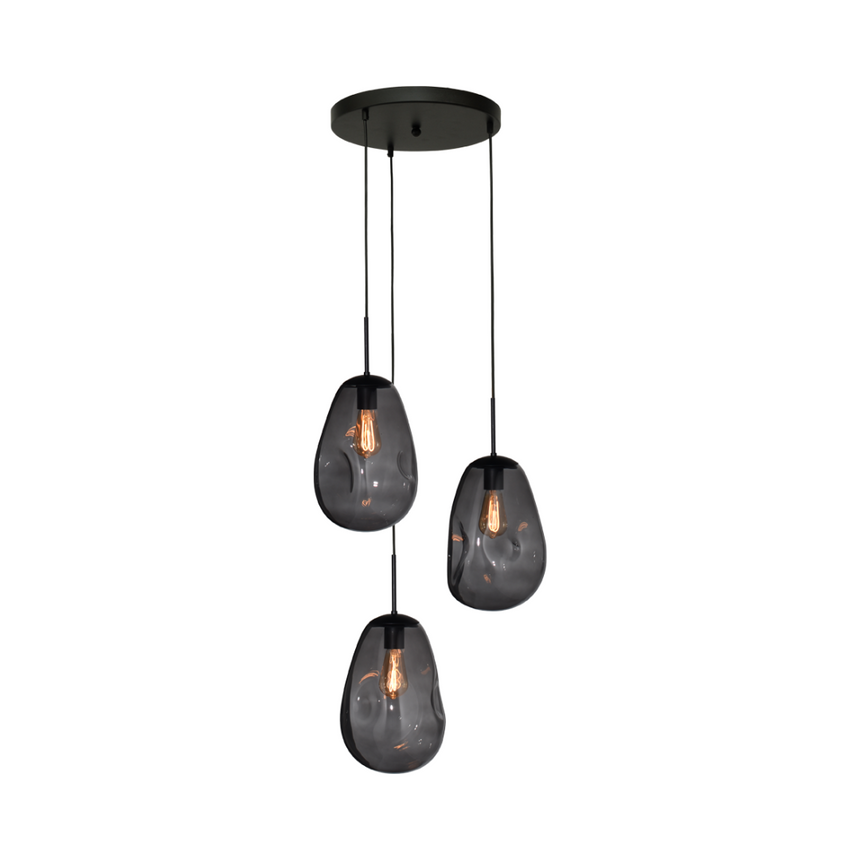 Lava 3 izzós sötétszürke üveg függőlámpa