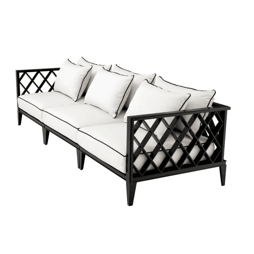 Ocean Club 3 személyes szövet kerti kanapé fekete lábbal