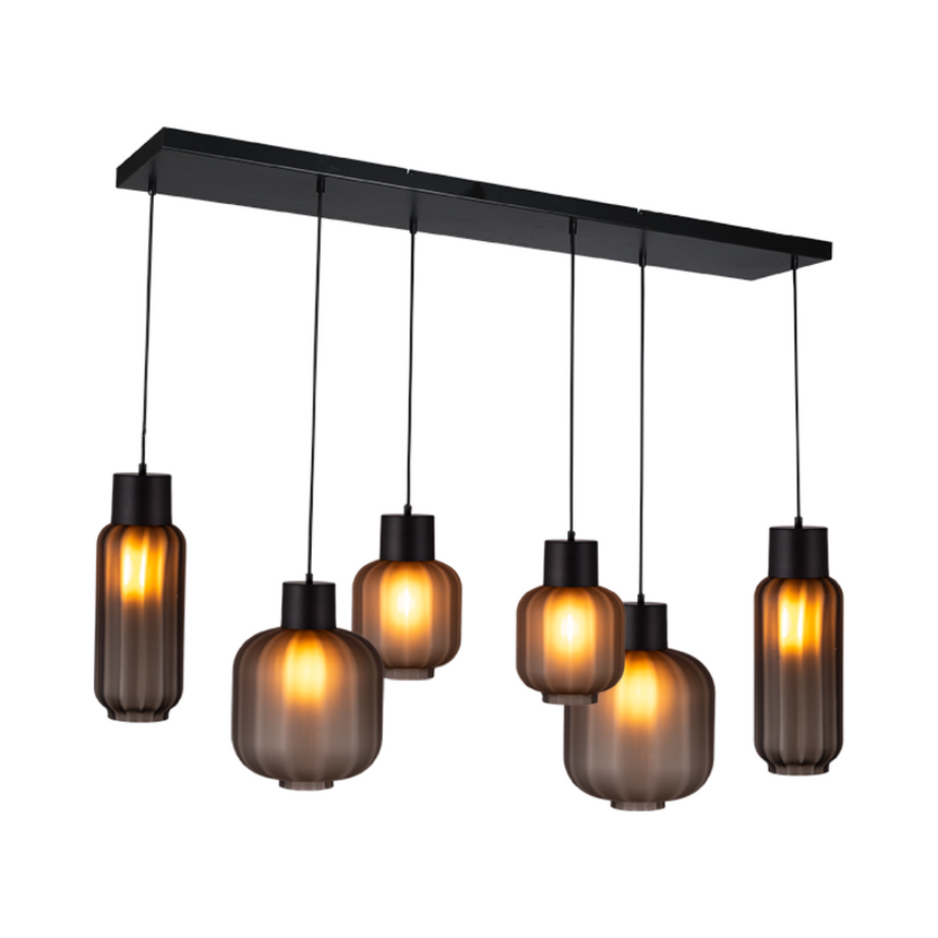 Lett Rib matt üveg függőlámpa fekete foglalattal