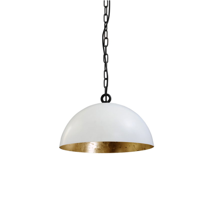 Larino 1-bulb white metal pendant lamp with gold interior