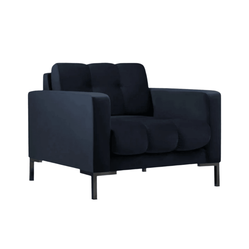 Mamaia velvet armchair with black legs