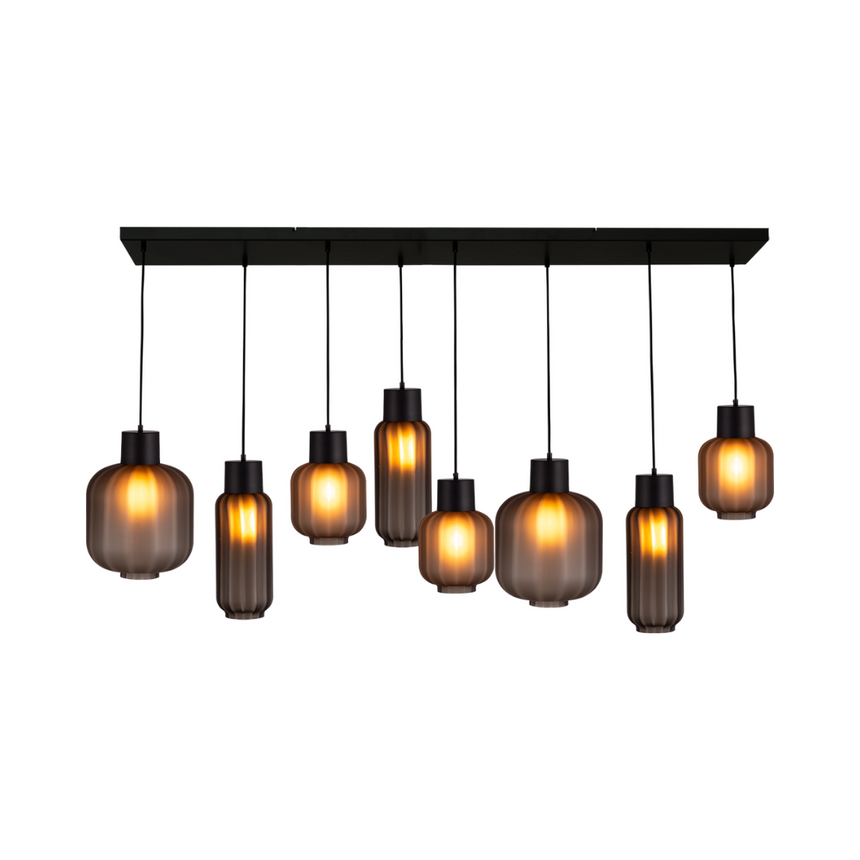 Lett Rib matt üveg függőlámpa fekete foglalattal