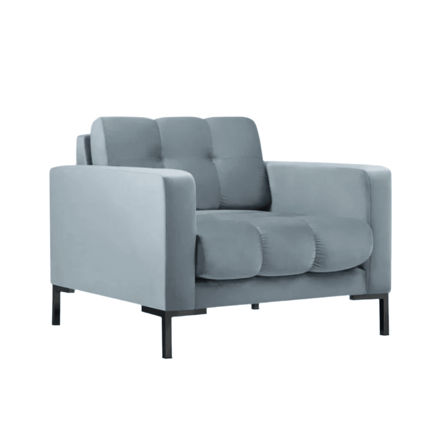 Mamaia velvet armchair with black legs