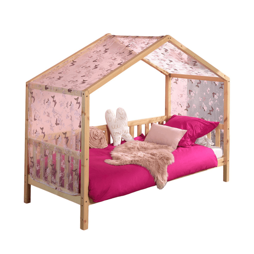 Dallas wooden house children's bed, 90x200 with fabric