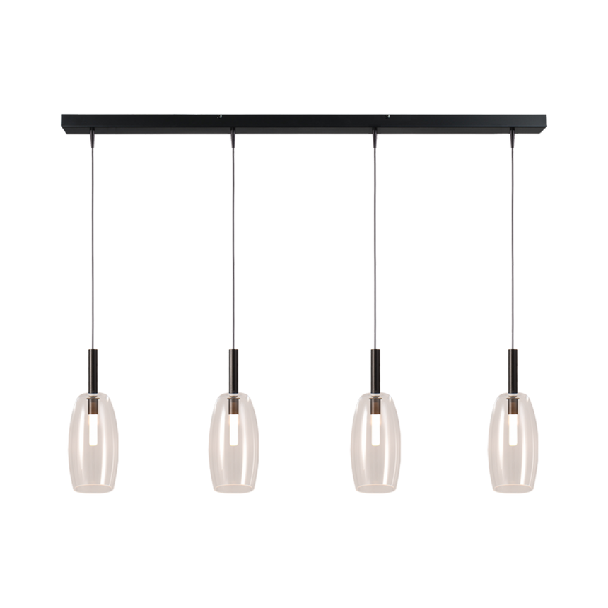 Lido átlátszó üveg függőlámpa fekete foglalattal