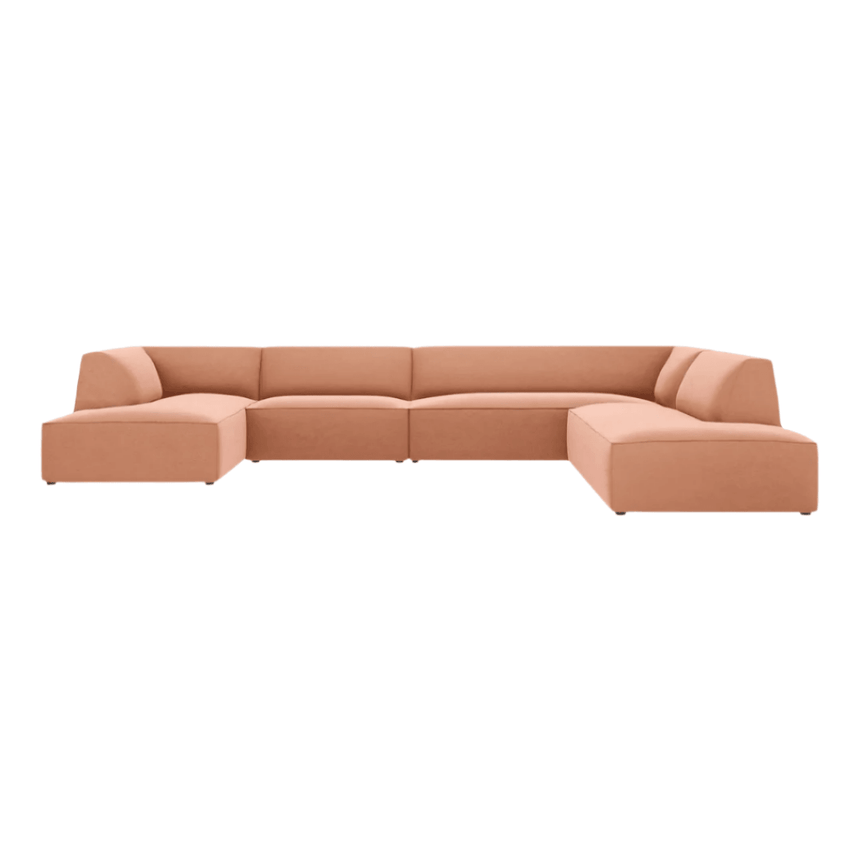 Ruby U-shaped velvet sofa with right corner unit