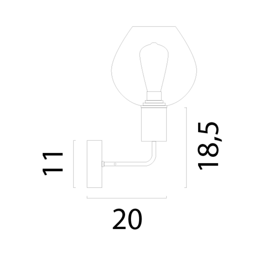 Bounty Uplight glass wall lamp with black base