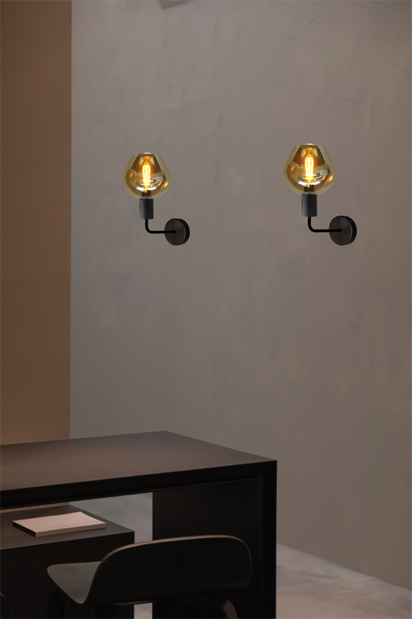 Bounty Uplight glass wall lamp with black base