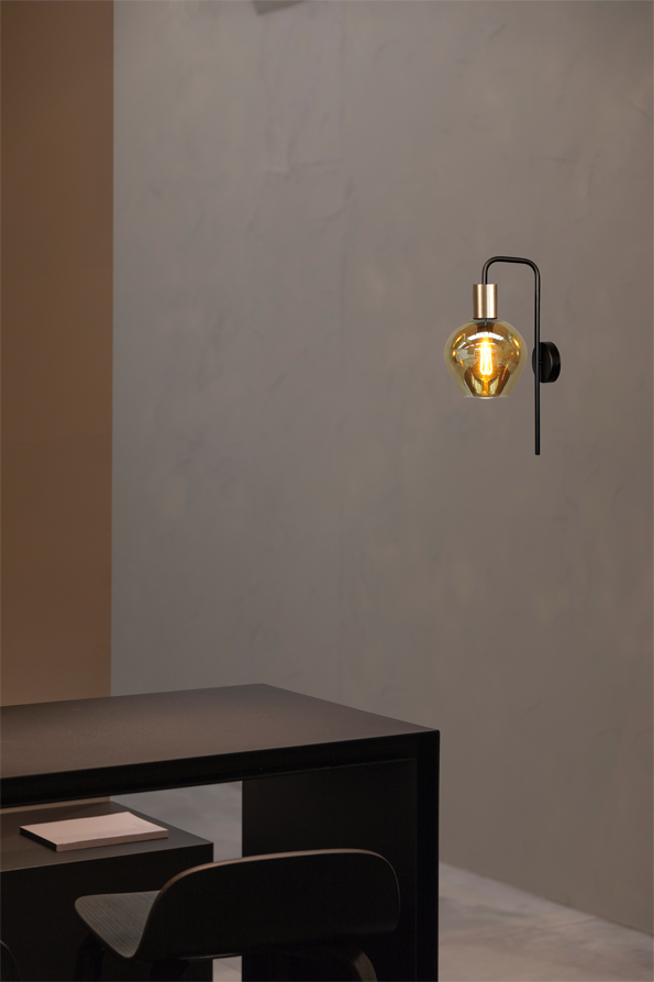 Bounty Downlight glass wall lamp with gold base