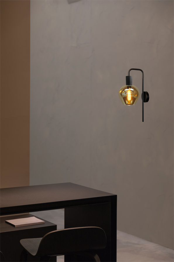 Bounty Downlight glass wall lamp with black socket