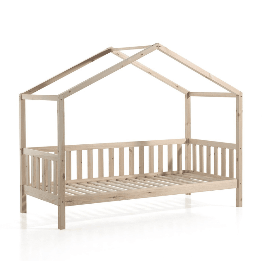 Dallas wooden house children's bed, 90x200 with fabric