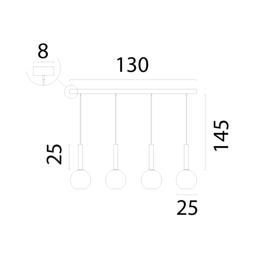 Bella2 4 izzós üveg függőlámpa