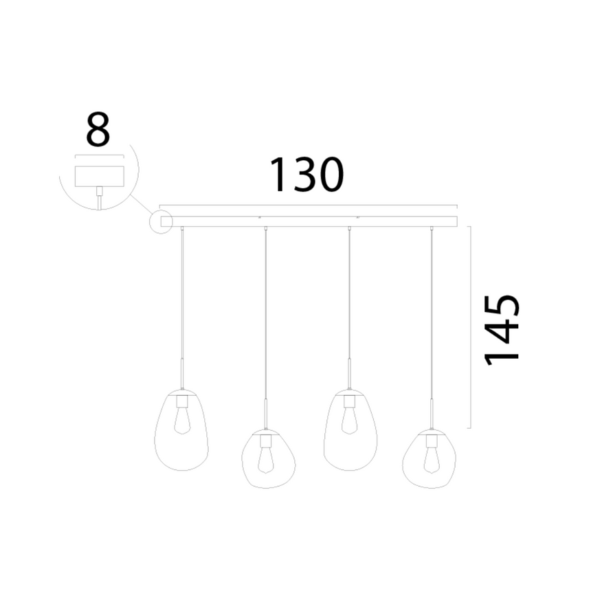Lava 4 izzós sötétszürke üveg függőlámpa