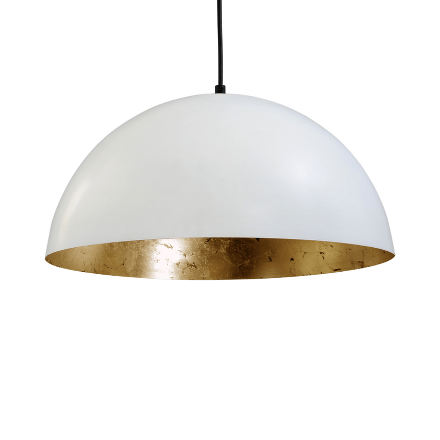 Larino 1-bulb white metal pendant lamp with gold interior