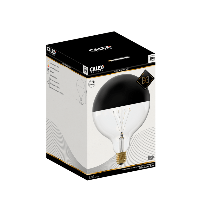 Top mirror G125 Black Straight bulb, LED E27