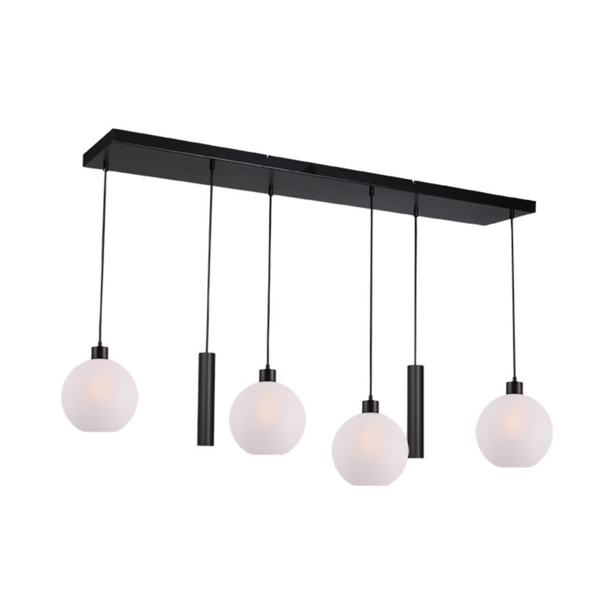 Lazise fehér üveg függőlámpa fekete foglalattal