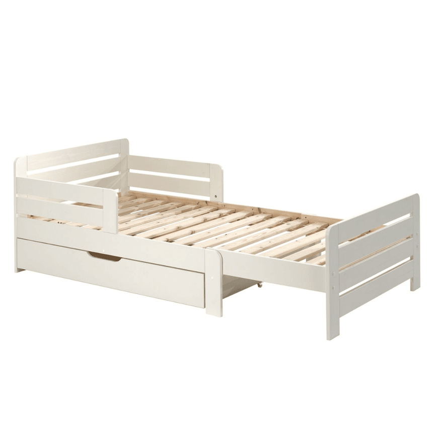 Jumper wooden extendable children's bed, 90x140 with bed linen holder