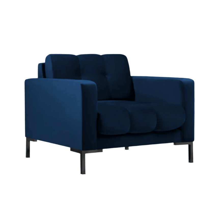 Mamaia velvet armchair with black legs
