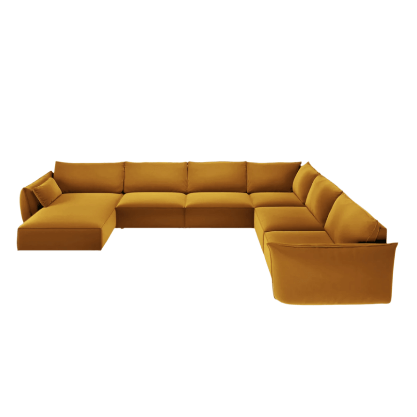 Kaelle U-shaped velvet sofa with right corner unit