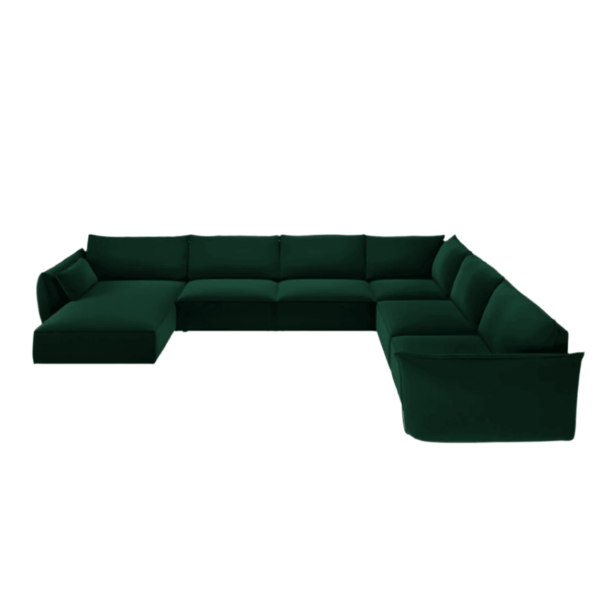 Kaelle U-shaped velvet sofa with right corner unit
