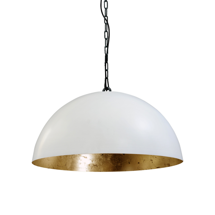 Larino 1-bulb white metal pendant lamp with gold interior