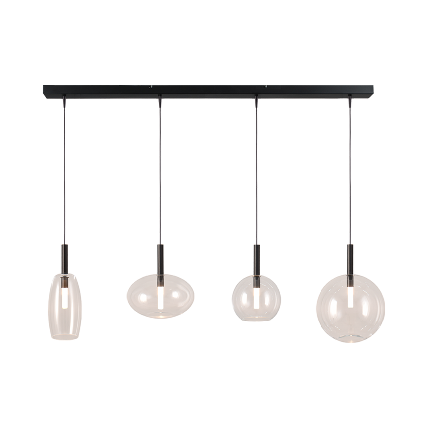 Lido átlátszó üveg függőlámpa fekete foglalattal