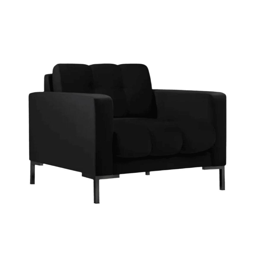 Mamaia velvet armchair with black legs