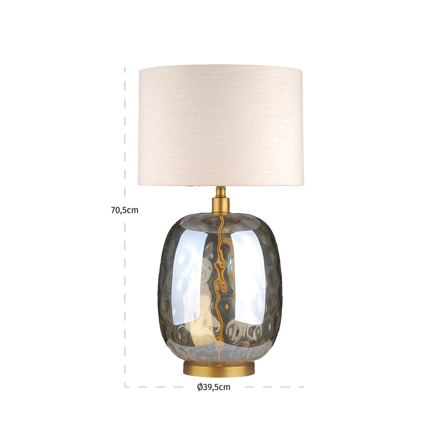 Ember asztali lámpa – Vászon búrával és üveg talppal