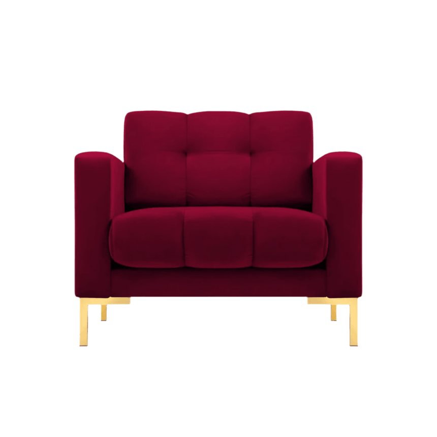 Mamaia velvet armchair with gold legs