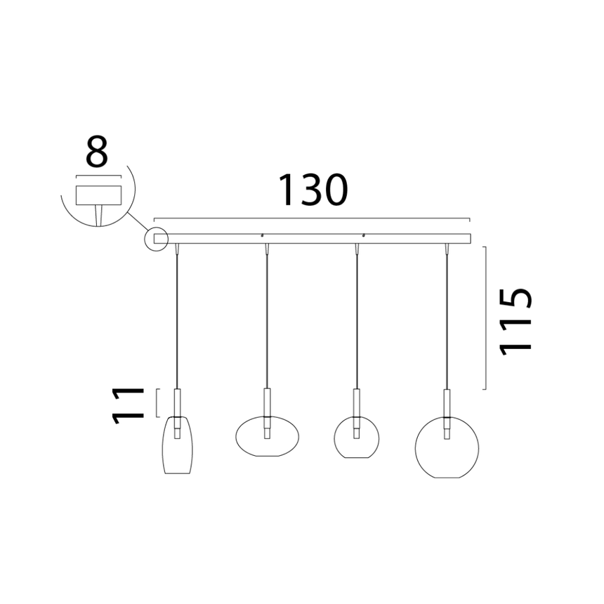 Lido világosszürke üveg függőlámpa