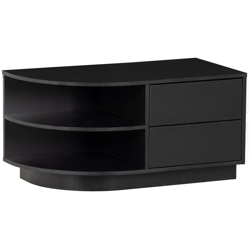 Finca wooden TV cabinet with left rounded end
