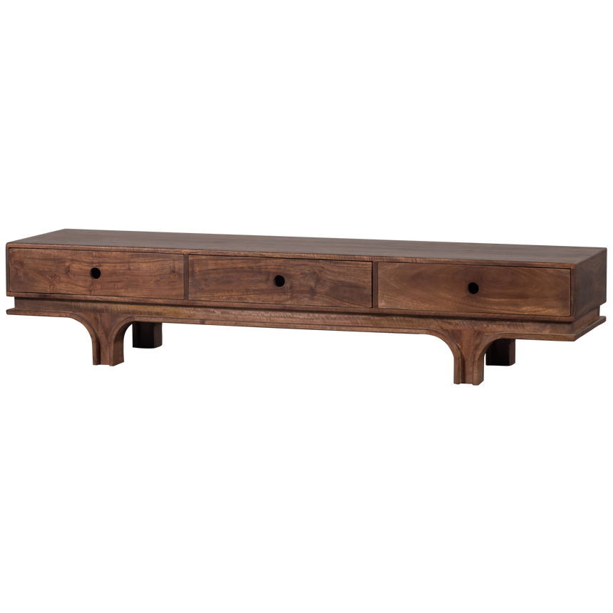 Staes 3 fiókos mangófa dió színű tv-állvány