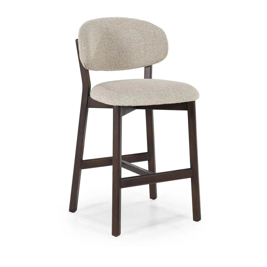 Mikky fabric bar stool with dark brown legs
