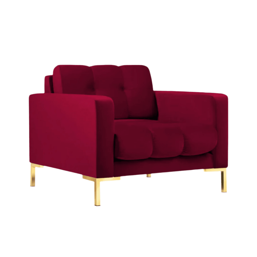 Mamaia velvet armchair with gold legs