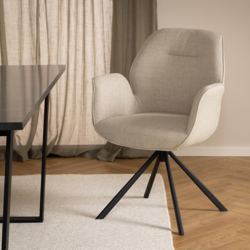 Aura fabric swivel chair with metal legs