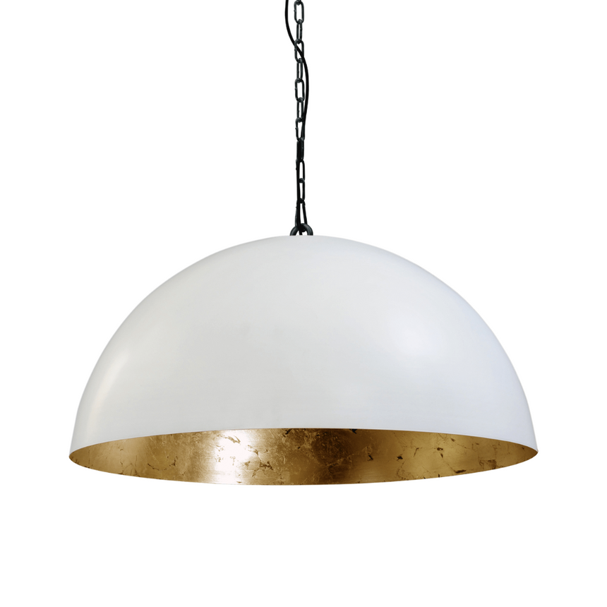 Larino 1-bulb white metal pendant lamp with gold interior
