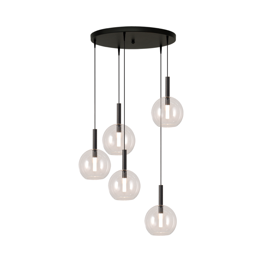 Lido átlátszó üveg függőlámpa fekete foglalattal